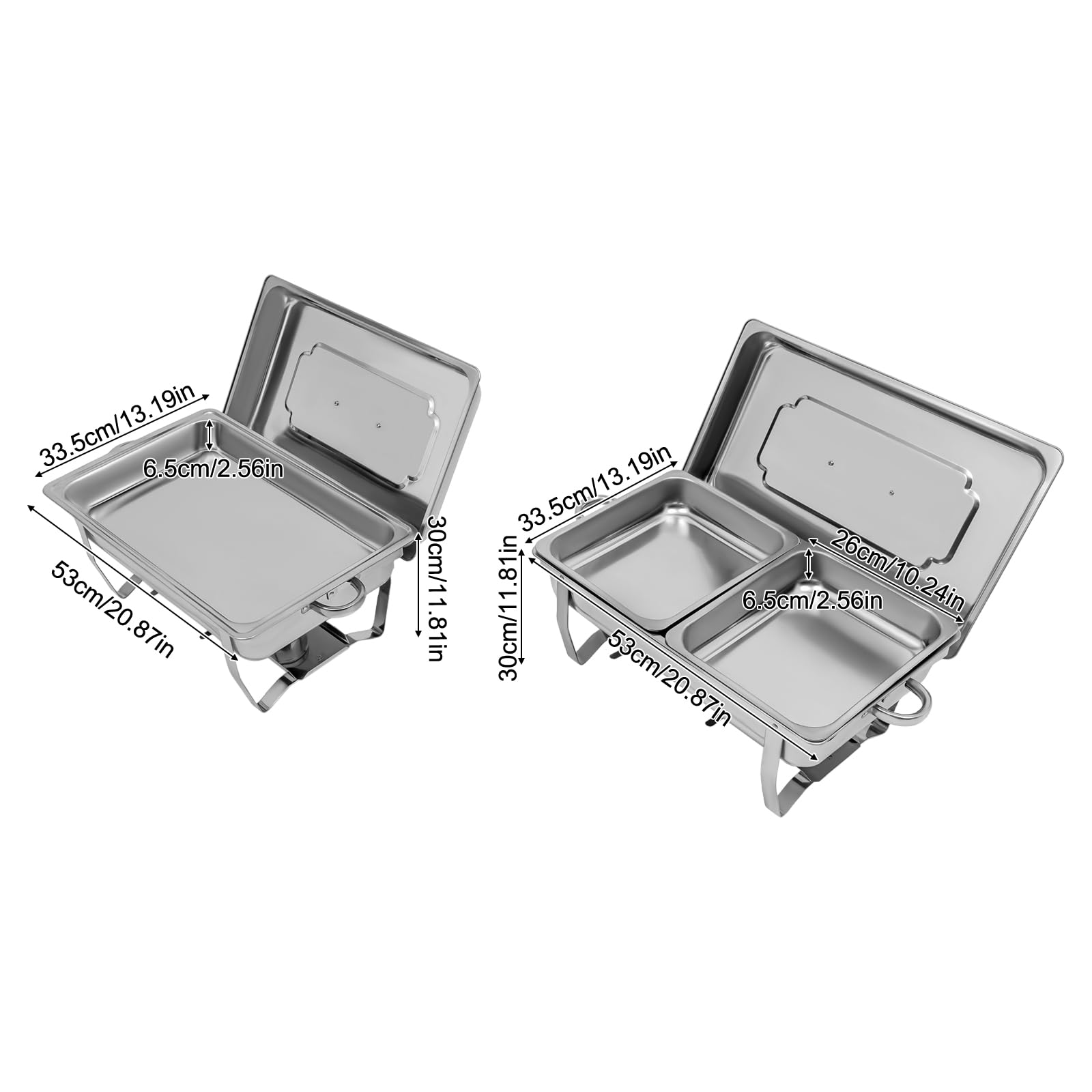 Chafing Dish, set di 2 scaldavivande Chafing Dish Buffet, in acciaio inox, per catering buffet e feste
