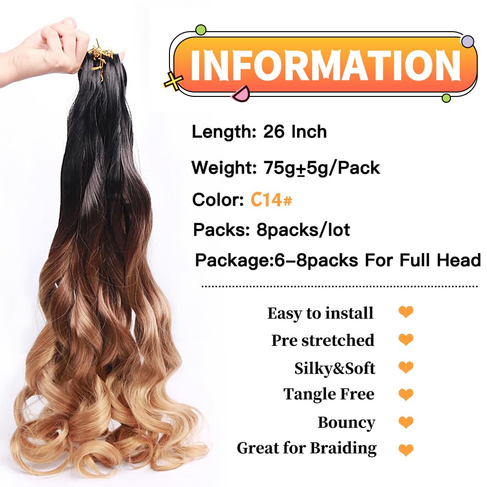 8 Packs Curly Pre Stretched Braiding Hair for Black Women Crochet Braids with Curly Ends for Black Women (12 Inch 1B/30/27#) - Image 2