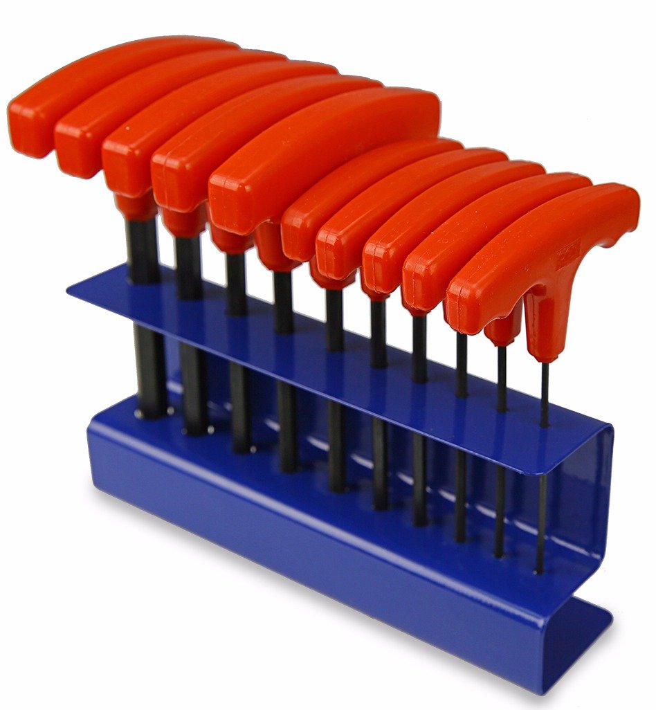 Xtremepowerus 10Pc Metric T-Handle Hex Key Allen Wrench Tool Set (2mm To 10mm) W/Organizer Stand