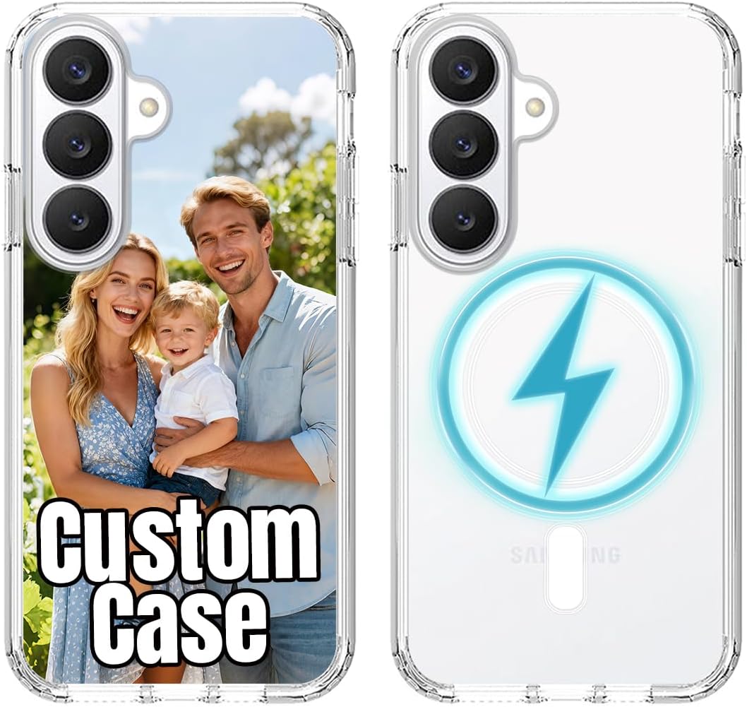 Custom Phone Case for Samsung Galaxy S26 6.3-Inch, Personalized Picture Text Name Logo Phone Cover, Compatible with MagSafe, Magnetic Wireless Charging Shockproof Protective Slim Clear Shell