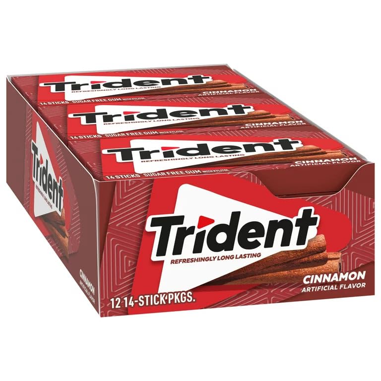 Trident Cinnamon Sugar Free Gum, 12 Packs of 14 Pieces (168 Total Pieces)