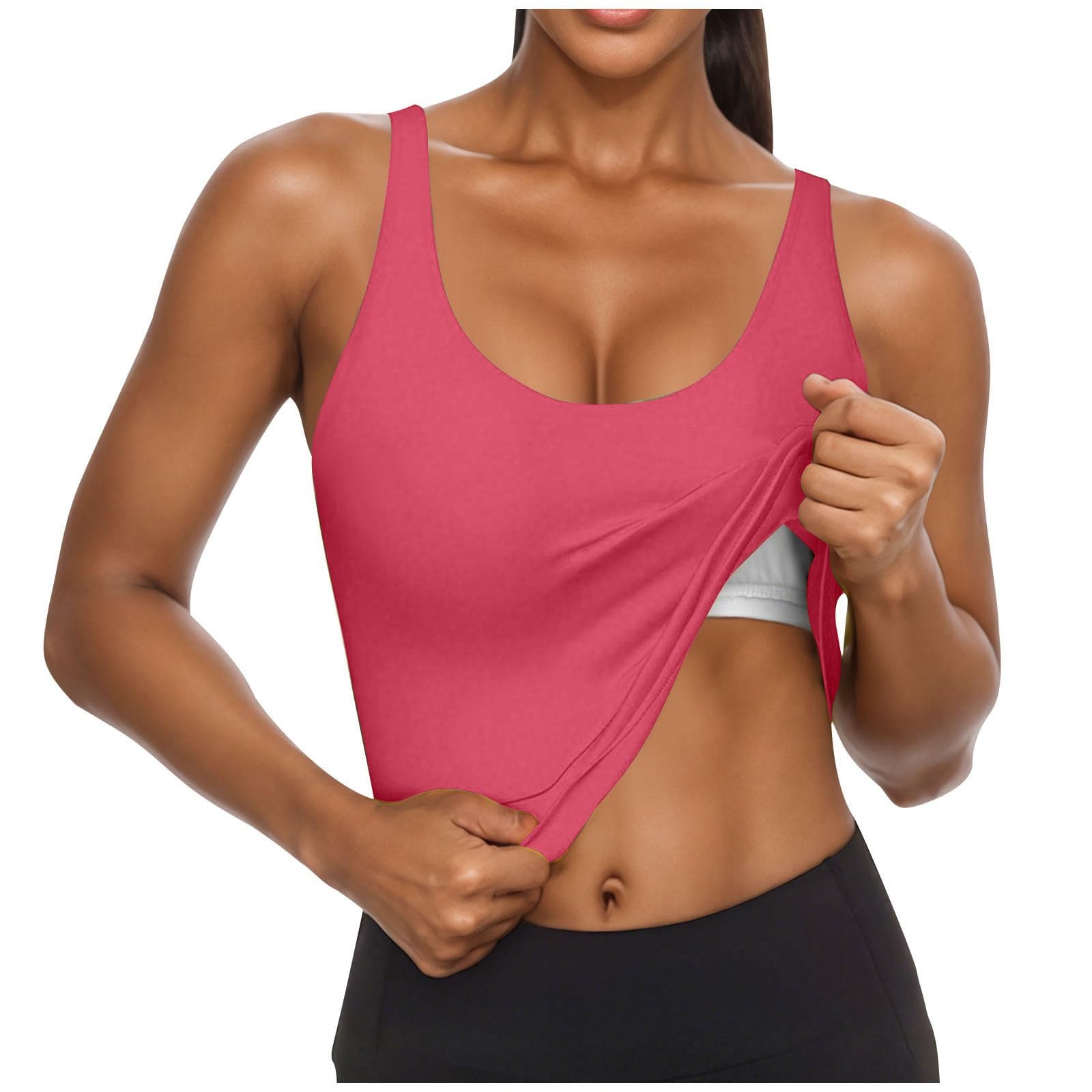 Camisola Tops para Mujer UK Soporte Levantamiento Algodón Sujetador Incorporado Cuello Cuadrado Chaleco Cami Correa Luz Agregar Acolchado Sin Mangas Tiras Yoga Ajuste Seco Moda Casual Gimnasio