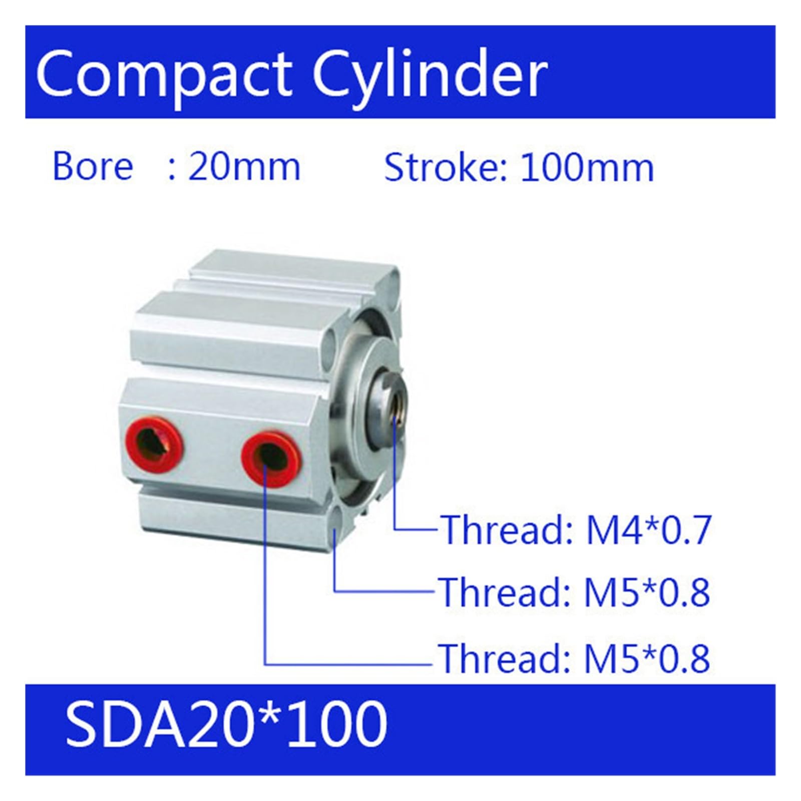 SDA SDAS 50mm SDA50*125/150/175/200 Podwójnego działania Pojedynczy pręt Pneumatyczny cienki cylinder pneumatyczny SDA50*125 SDA50*150 SDA50*175 SDA50*200 joyous (Color : Stroke 200mm, Size :