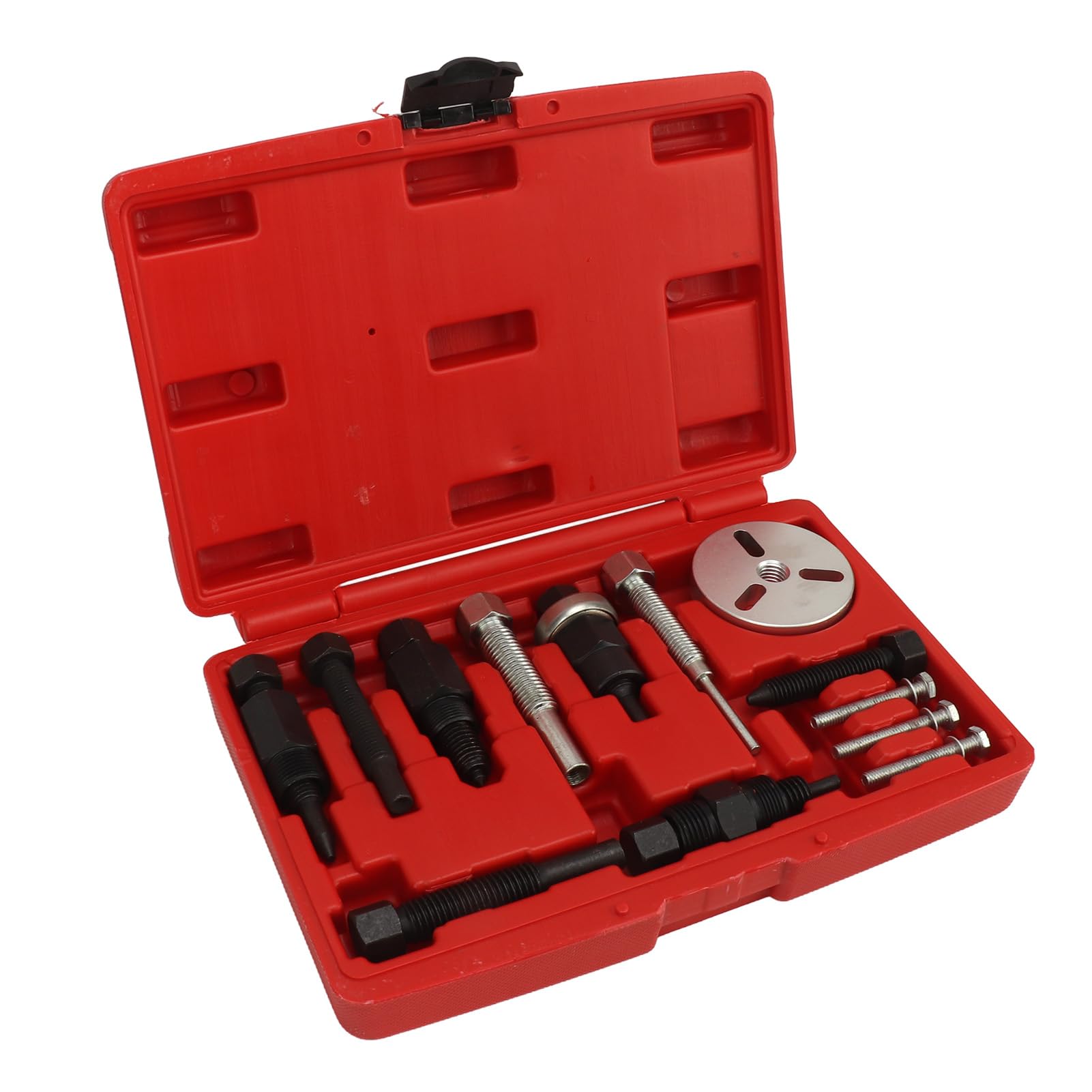 Extractor de embrague Torvex, 13 piezas A C Juego de extractor de cubo de embrague de compresor de acero al carbono, kit de extractor de embrague de compresor para automoción