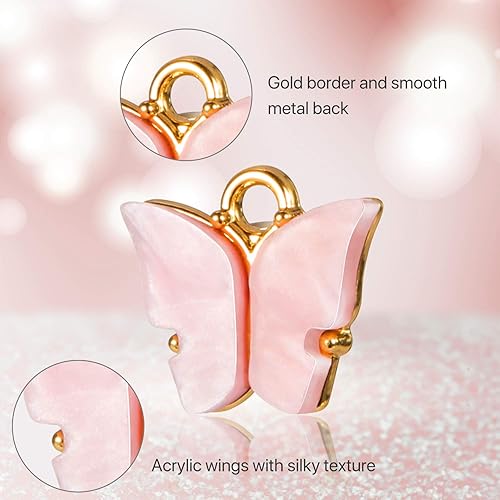 Miniatura 3 de Hicarer 30 dijes de mariposa de acrílico con colgante de mariposa para joyería, collar, pulsera, aretes, accesorio de manualidades