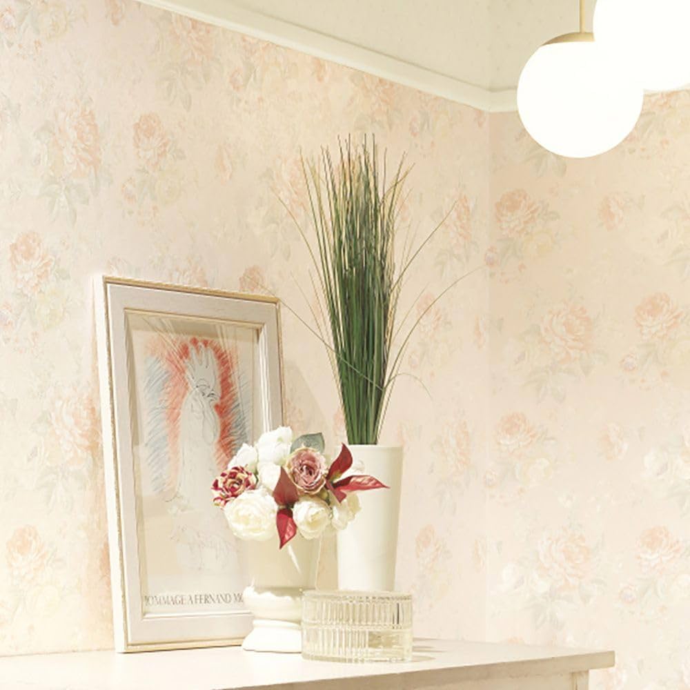 Amazon | 壁紙屋本舗 壁紙 生のり付き クロス 花柄 ピンク サンゲツ