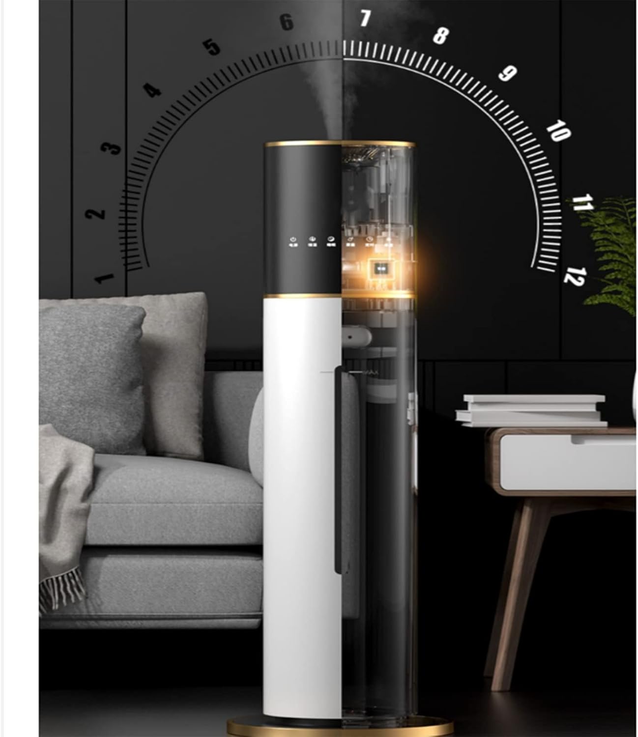 Humidifiers for Home Bedroom 8L Cool Mist Humidifier Waterless Auto-Off Whisper-Quiet Air Humidifier Continuous Use for Baby Bedroom Plants Office (White) (Black)