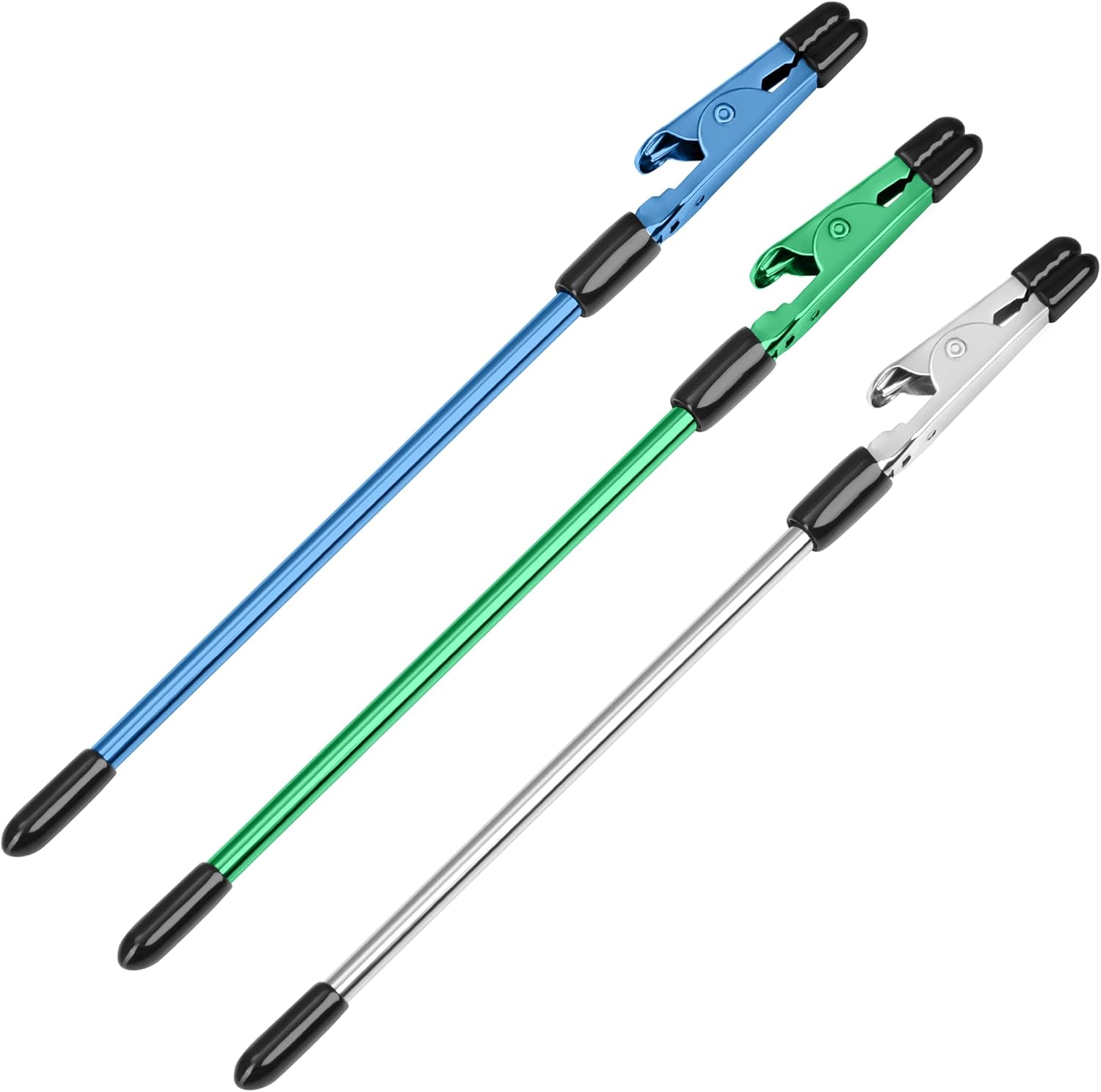 CraftyCrocodile Set of 3 Bracelet Helper Tool - Fastener Tool for Bracelet, Necklace, Jewelry, Watch - Сlip, Clasp Helper - Easy to Put on Yourself, Portable, Made of Metal, Silver, Blue, Emerald