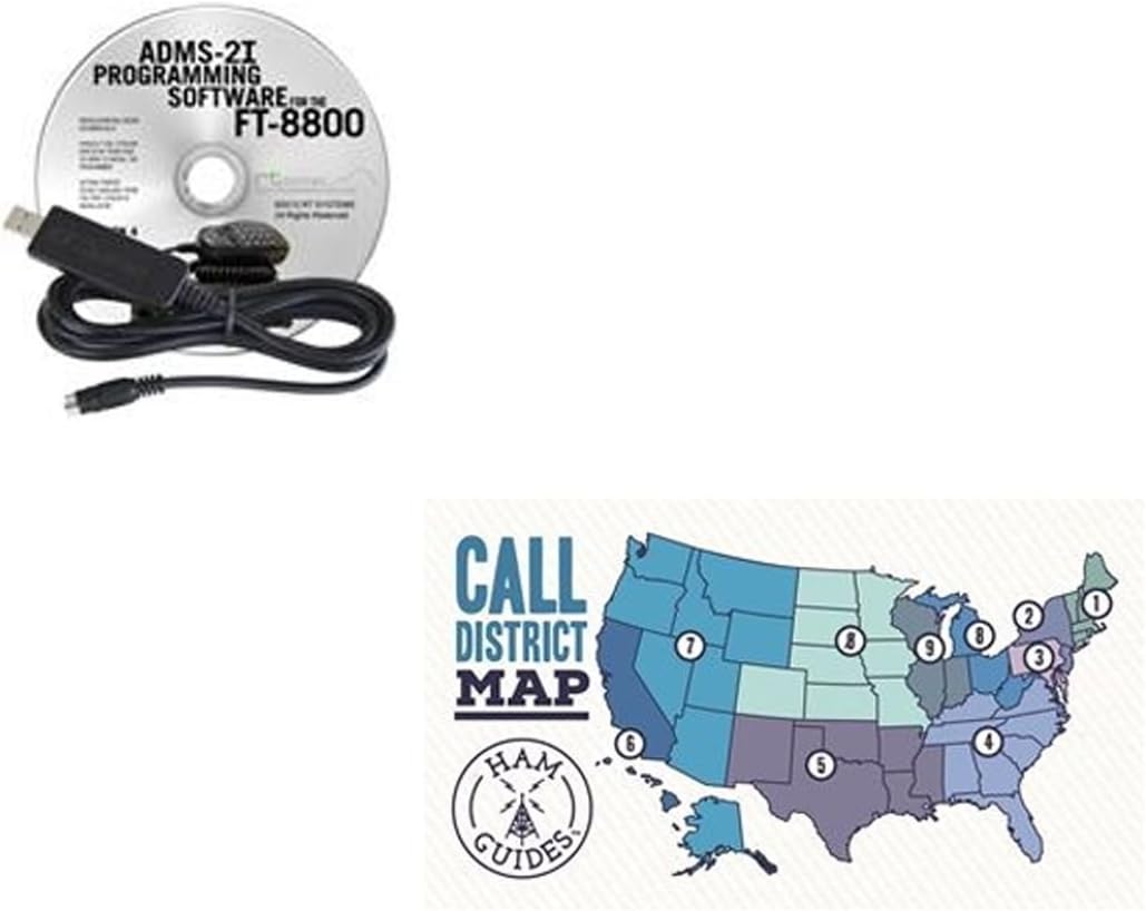 Yaesu Software & Cable for FT-8800/USB and Ham Guides TM Pocket Reference Card Bundle