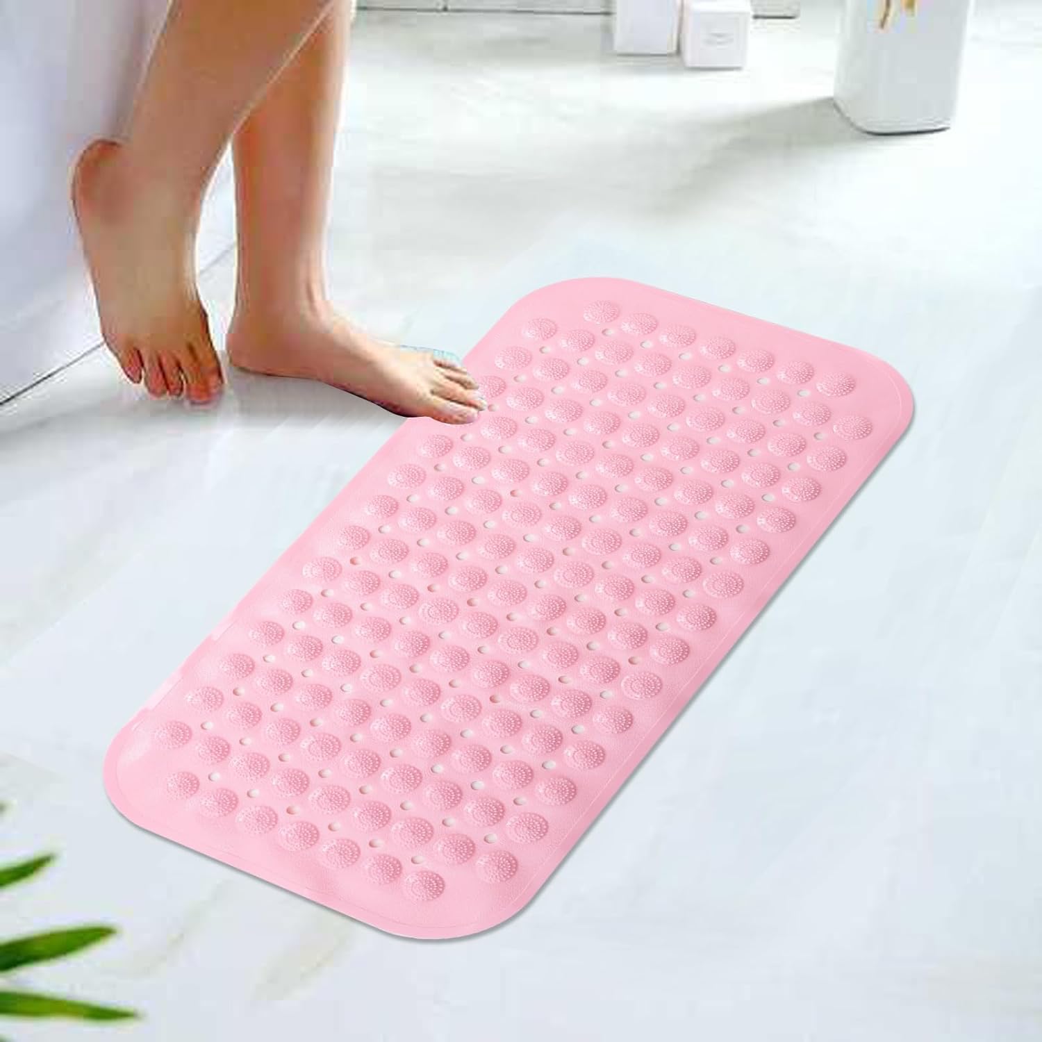 Kuber Industries Bath Mat | PVC Bathroom Mat | Shower Bath Mat | Floor Tub Mat | Bathroom Mud Mat | Anti-Skid Shower Bathroom Mat | M-YSD-35C | Pink