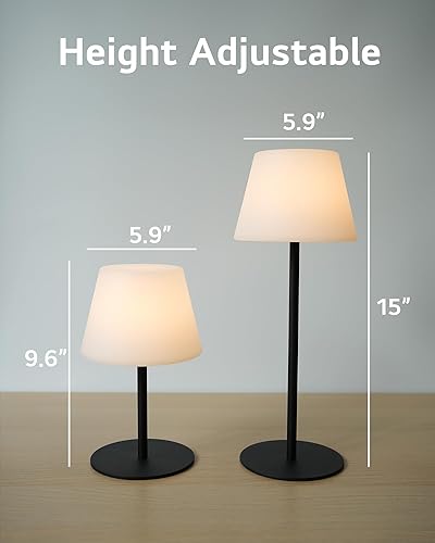 Miniatura 2 de Lámpara de mesa inalámbrica recargable, lámpara de mesa para exteriores, impermeable, portátil, táctil, regulable, altura ajustable, para el hogar,