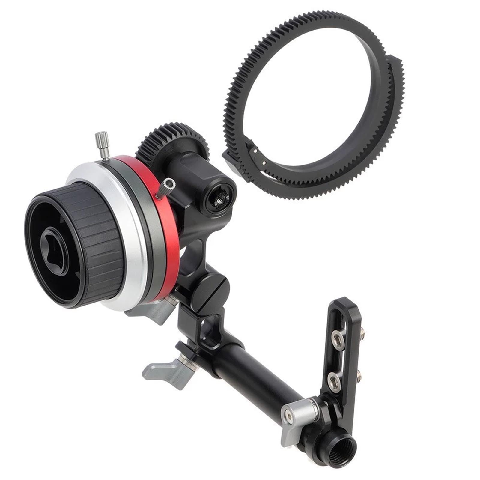 Mini Follow Focus z Przystankami A/B i Zaciskiem Pręta 15 Mm, Paskiem Pierścienia Przekładni, Pasuje do Soczewek o Różnej średnicy do 114 Mm, dla DLSR i Aparatów Bezlusterkowych