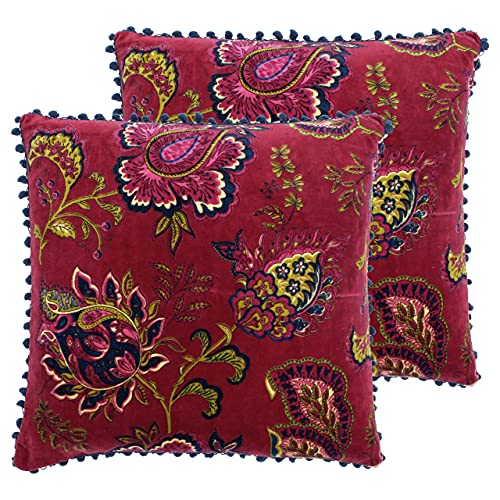 Image of Paoletti Malisa Polyester Filled Cushions (Twin Pack), Cotton, Pomegranate