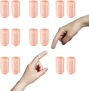 Gel Finger Cots with Air Holes, Finger Protectors (14 PCS) Breathable Silicone Finger Caps, Finger Sleeves Fingertips Protection for Eczema Wounds Cracking Blisters Broken Arthritis Trigger Finger