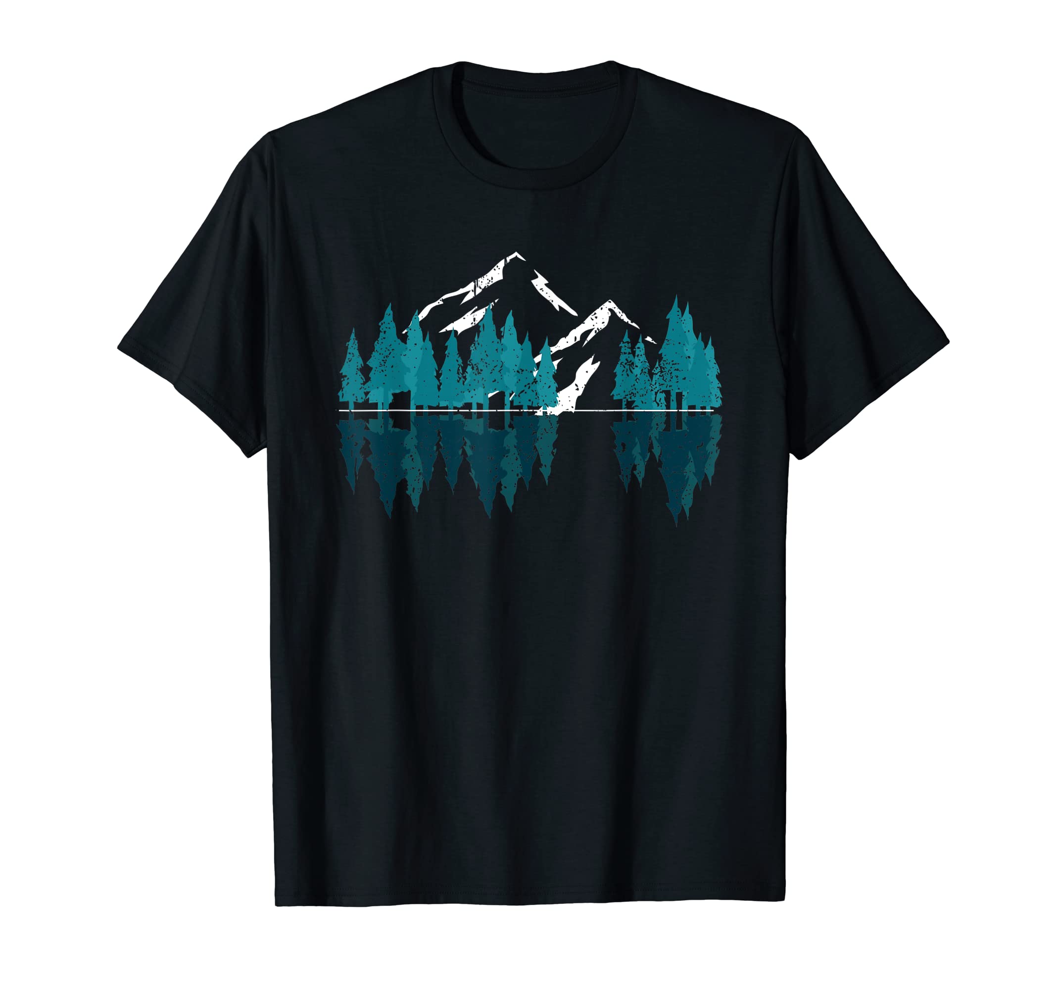 Forest Nature Wildlife TreesOutdoor Mountain Landscape Reflection Nature Trees Forest T-ShirtOEKO-TEX STANDARD 100