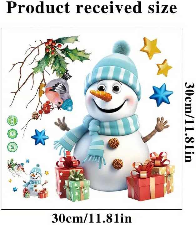 Festive Snowman Christmas Sticker Toilet Cover Sticker Decals,Fish Bird Flower Leaf Waterproof Toilet Lid Tank Seat Decals Cistern Self-Adhesive Bathroom Wall Sticker