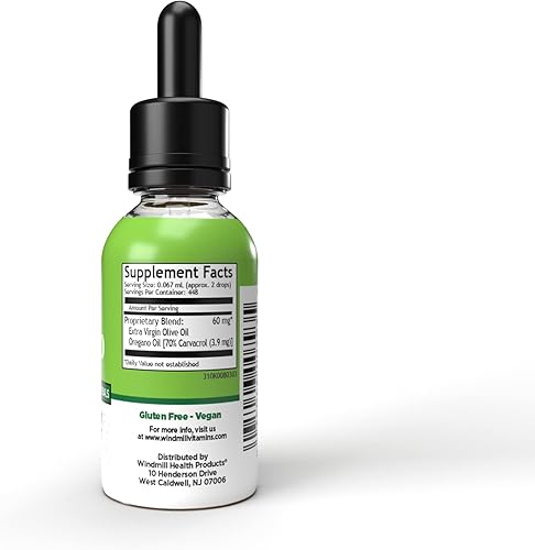 Miniatura 2 de Windmill Natural Vitamins Aceite de orégano, mezcla de hierbas para apoyo inmunológico, apoya la salud digestiva, 1 fl oz, 448 porciones (paquete de