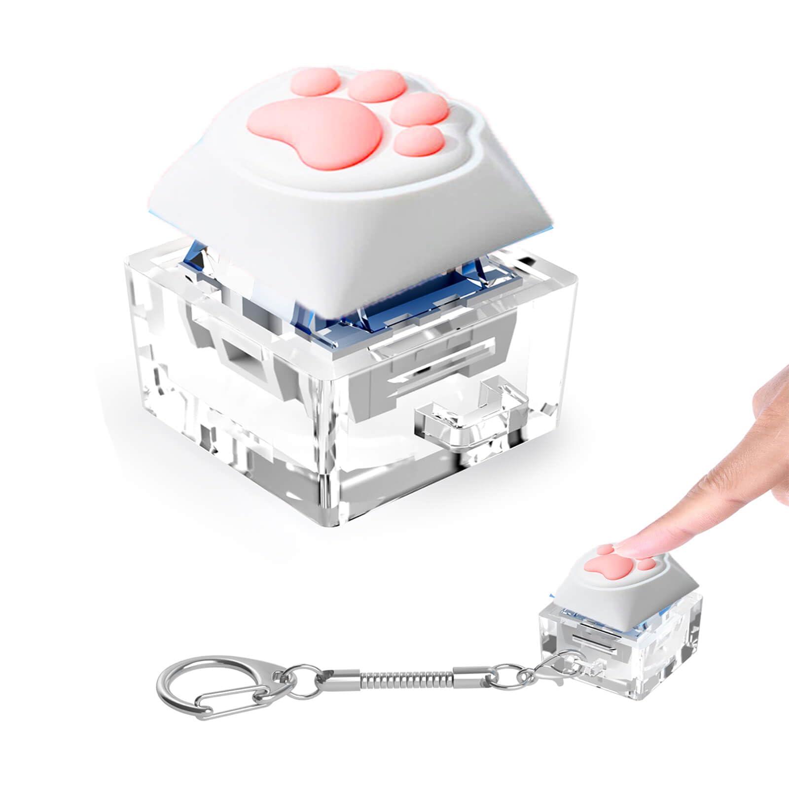 Keyboard Fidget Toys, Keychain Keyboard Decompression Toys Mechanical Key Button Stress Relief Gifts for Adult and Kids,Finger Clicker Toys,ADHD Toy,Cool Fidgets(Cat's paw)