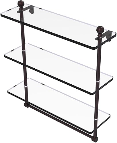 Allied Brass MA-516TB Mambo Collection - Estante de cristal integrado de triple nivel de 16 pulgadas, latón pulido