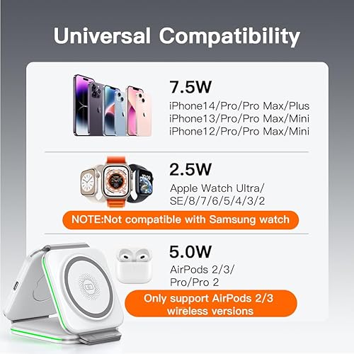 Miniatura 3 de Estación de carga 3 en 1 para Apple, cargador inalámbrico para iPhone 1716e1615141312ProMaxMini, cargador plegable magnético para AirPods 234ProPro