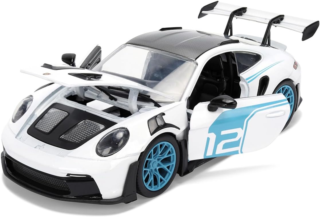 Diecast Model Car Compatible for Porsche 911 GT3 RS (992) White with Blue Accents, Jada 36494