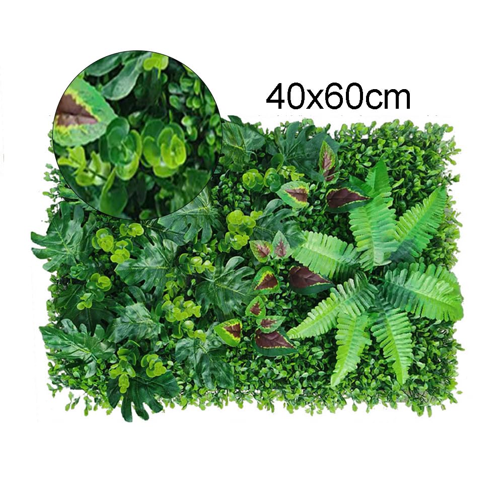 Pflanzenwand Outdoor, 4 Stück Kunstpflanzen Wand, 40 x 60 cm Künstliche Pflanzen Deko Künstliches grünes Gras-Wandpaneel für Wand, Balkon & Garten