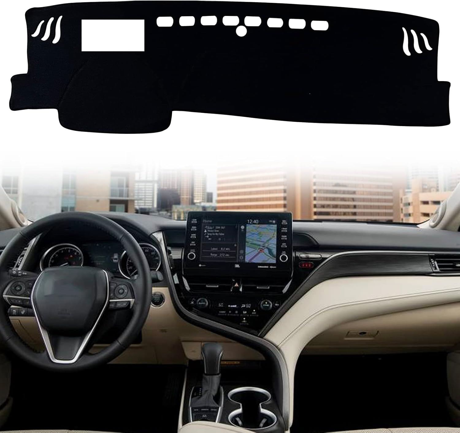 Dash Mat Cover Custom Interior Center Console Compatible with Toyota Camry XSE XLE TRD Sedan 2018 2019 2020 2021 2022 Dashboard mat Covers Accessories (with HUD Black Trim)