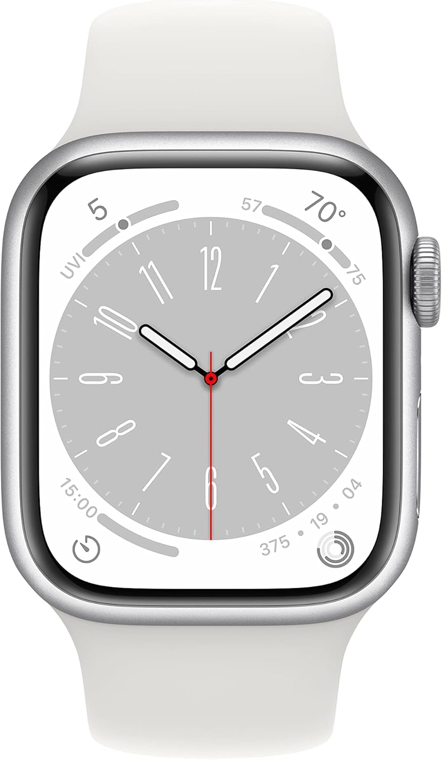Apple Watch Series 8 [GPS + Cellular, 41mm] - Silver Aluminum Case with White Sport Band, M/L (Renewed)