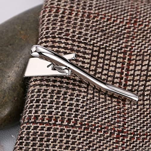 Pisacorbatas de acero inoxidable plateado con acabado premium para trajes de hombre elegantes 4