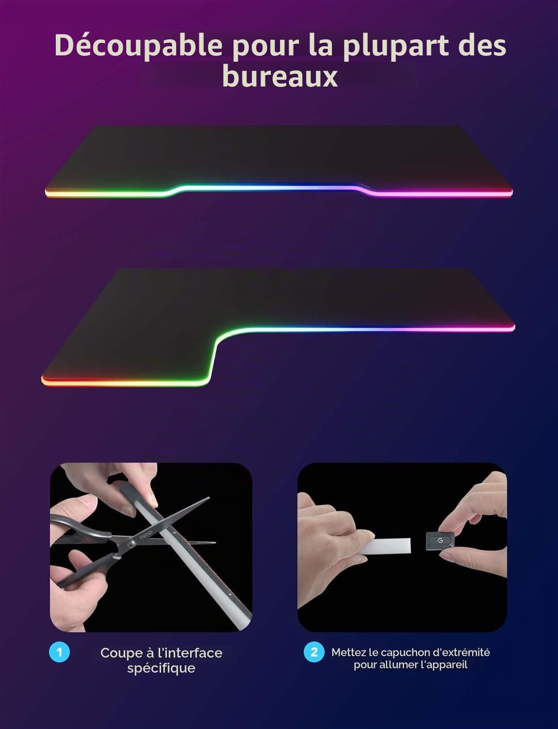 Govee RGBIC Ruban LED néon pour bureau de jeu, bande LED de 5 m, découpable, panneau néon compatible avec Razer Chroma, 11 musiques, 64 scènes et plus, contrôle par application RVB