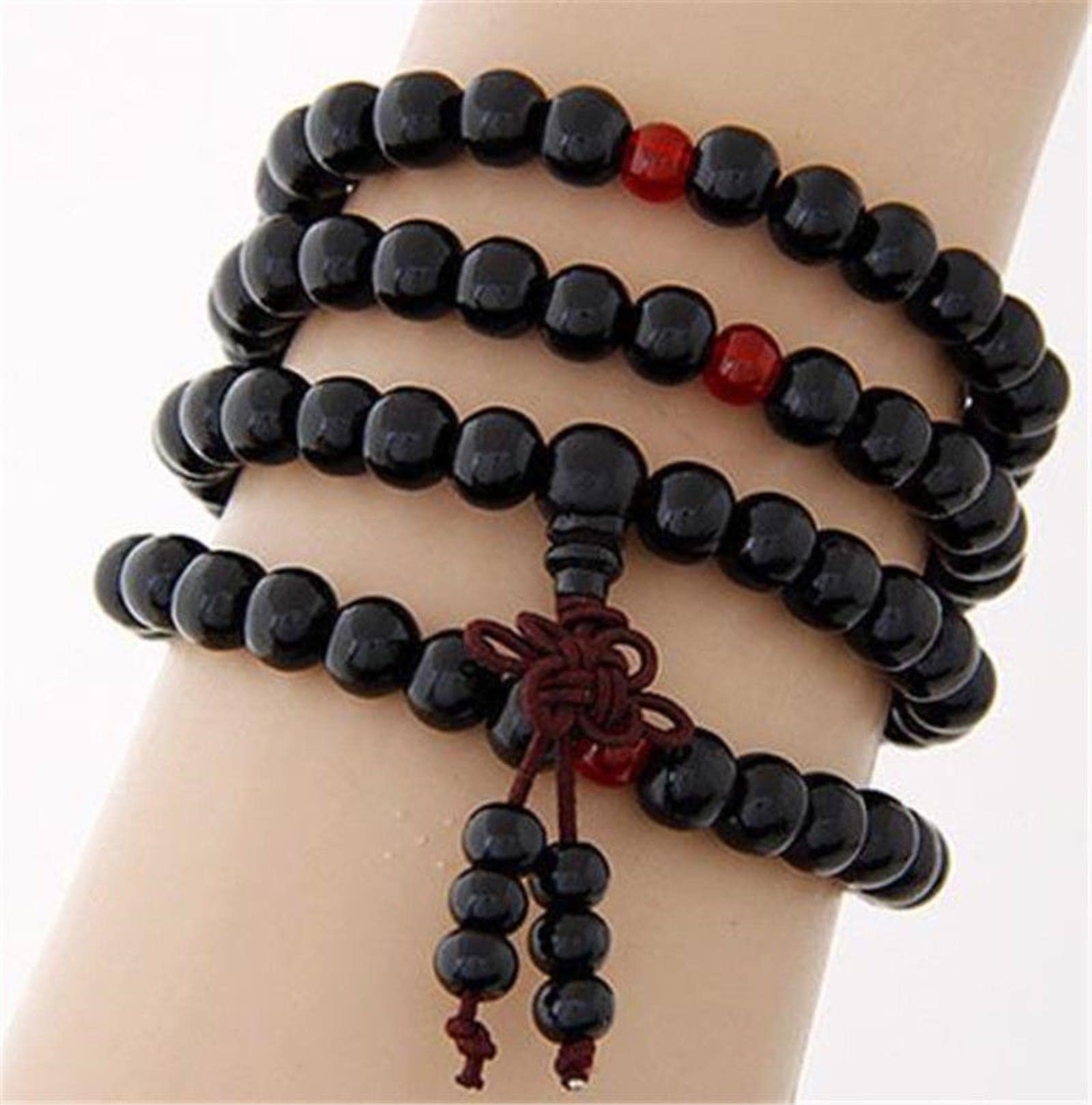 1 Stück 9 Stile natürliches Sandelholz buddhistisches Holz Gebetsperlen Knoten schwarzes Ebenholz Unisex Armbänder Armreifen-07