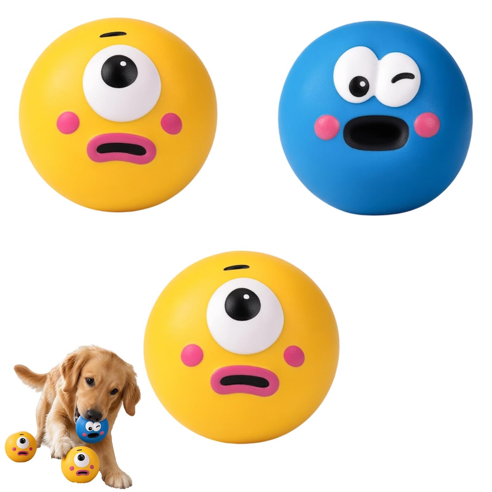 Aguwgax 3Pcs Squeaky Dog Ball Set, 5.5 cm Soft Latex Dog Toys for Small to Medium Dogs and Puppies, Floating Bouncy Balls for Interactive Fetch and Training