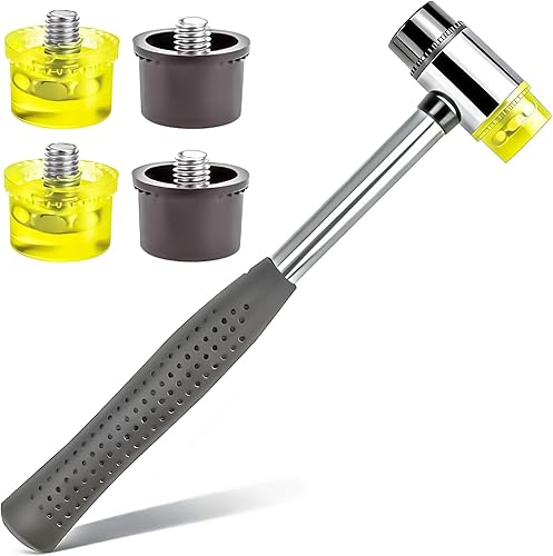 Miniatura 9 de MotBach Martillos pequeños de goma de 0.984 in, cabeza de plástico y goma de doble cara, martillo de goma de dos caras pequeño mazo de plástico