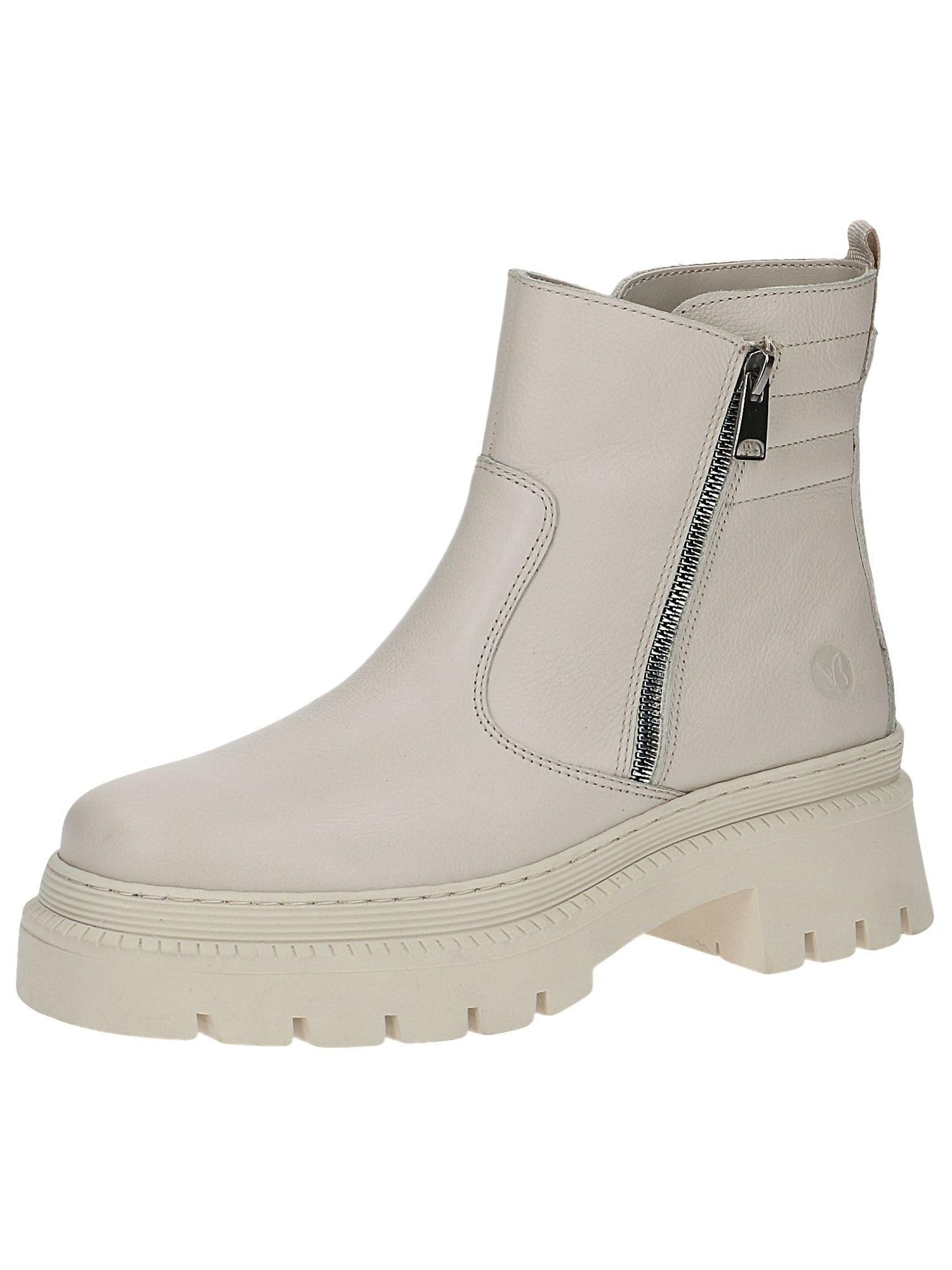 CAPRICE Women's ankle boots without heel Memotion made of leather Platform Width G, Beige (Beige Nappa), 7.5 UK
