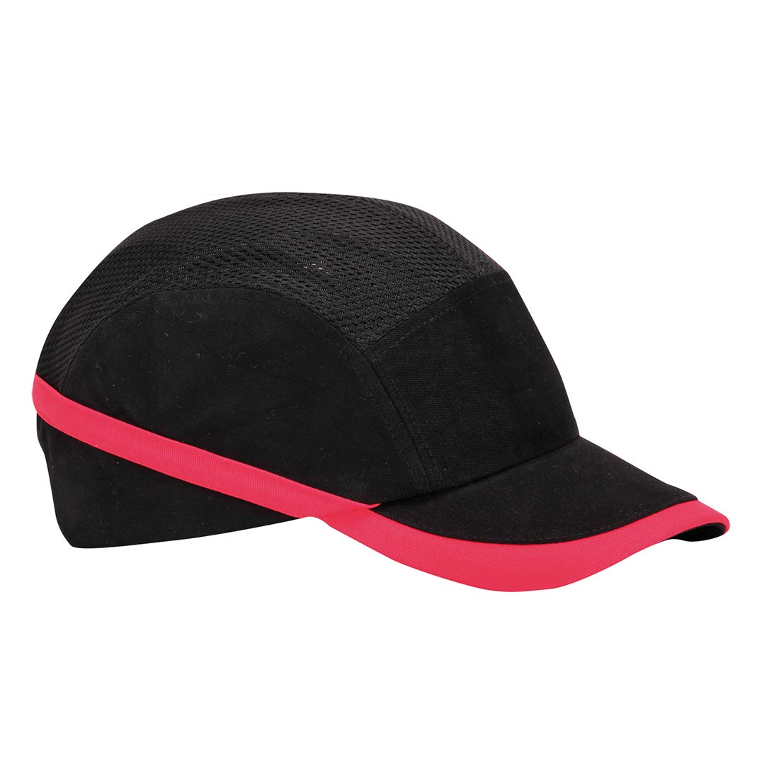 Portwest PW69 Vented Safety Bump Cap with Long Peak - Adjustable Breathable Workwear Baseball Hat, Black
