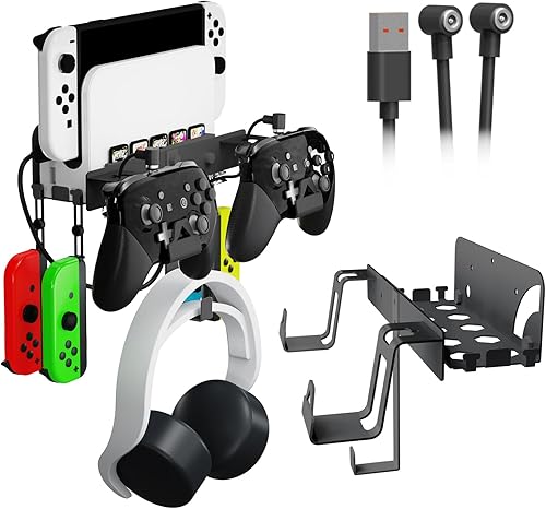 JDDWIN Kit de soportes compatible con Nintendo SwitchSwitch OLED montaje en pared, interruptor de metalinterruptor OLED soporte vertical para colgar