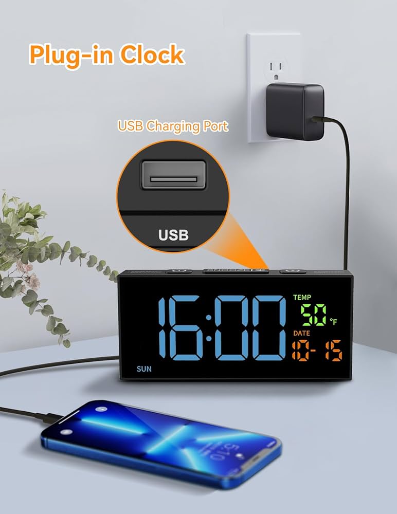 Amazon.com: Netzu Alarm Clocks for Bedrooms, Digital Clock with
