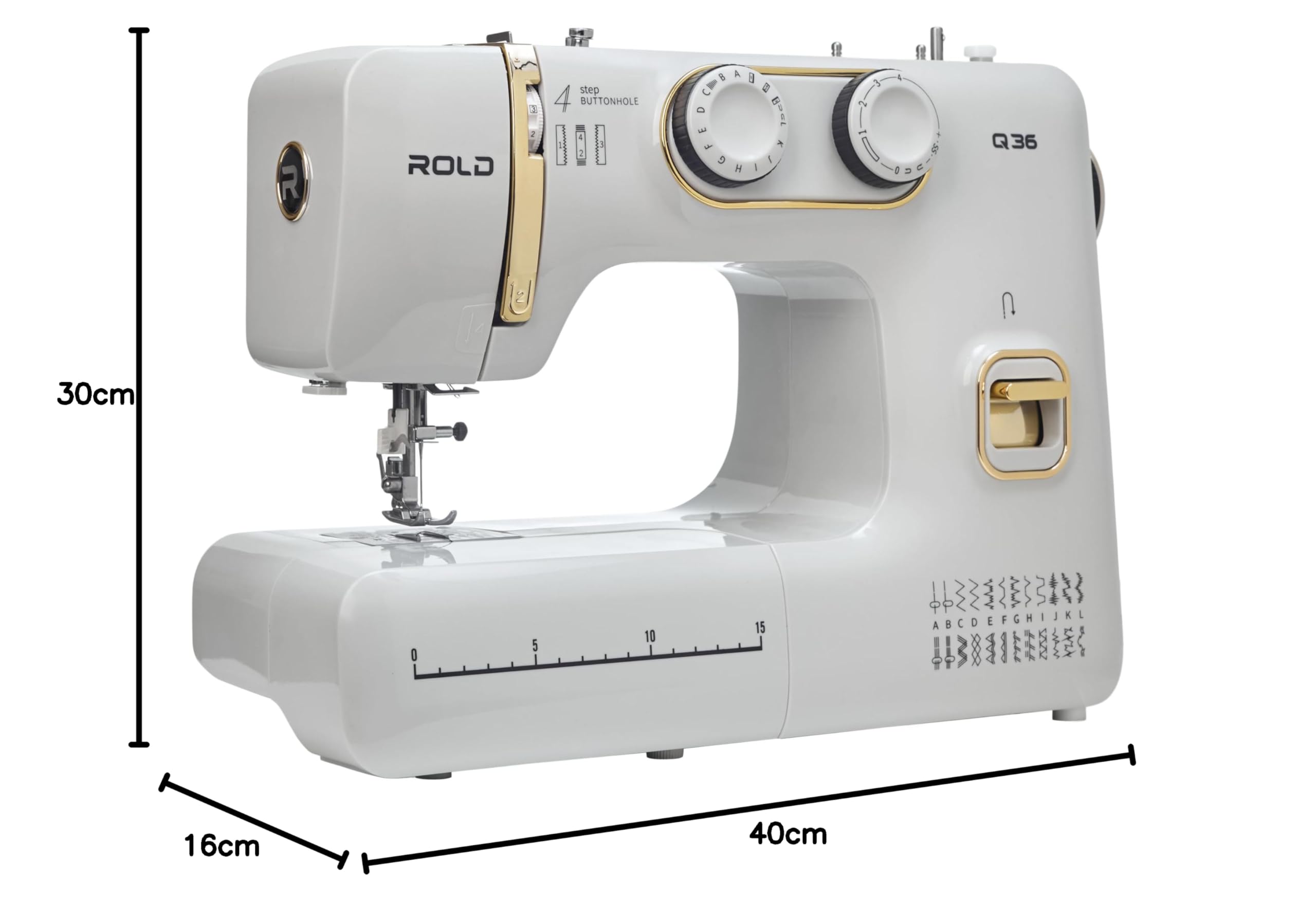 ROLD Q36 Nähmaschine mit 25 Stichen Nähen, Knopfloch, 100-Watt-Servomotor, Nadeleinfädler, Freiarm