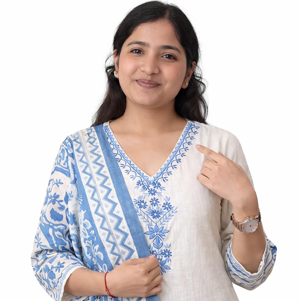 Ethnic Womens Embroidery Top Pant and Dupatta Set Classic Traditional Design with Modern Comfort for Casual and Special Occasions|Off White-image-37