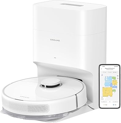 DREAME D10 Plus Gen 2 Robot Aspirador y Fregasuelos 2 en 1 con Base Autovaciado, 6.000Pa, LiDAR Navegación, Capacidad de Superar Obstáculos de 20MM, Mapa Multicapa, 5200 mAh Batería, Blanco