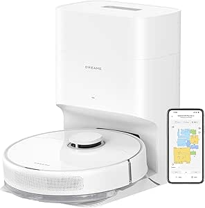 DREAME D10 Plus Gen 2 Robot Aspirador y Fregasuelos 2 en 1, 6000Pa, con Base Autovaciado, LiDAR Navegación, Capacidad de Superar Obstáculos de 20MM, Mapa Multicapa, 5200 mAh Batería, Blanco