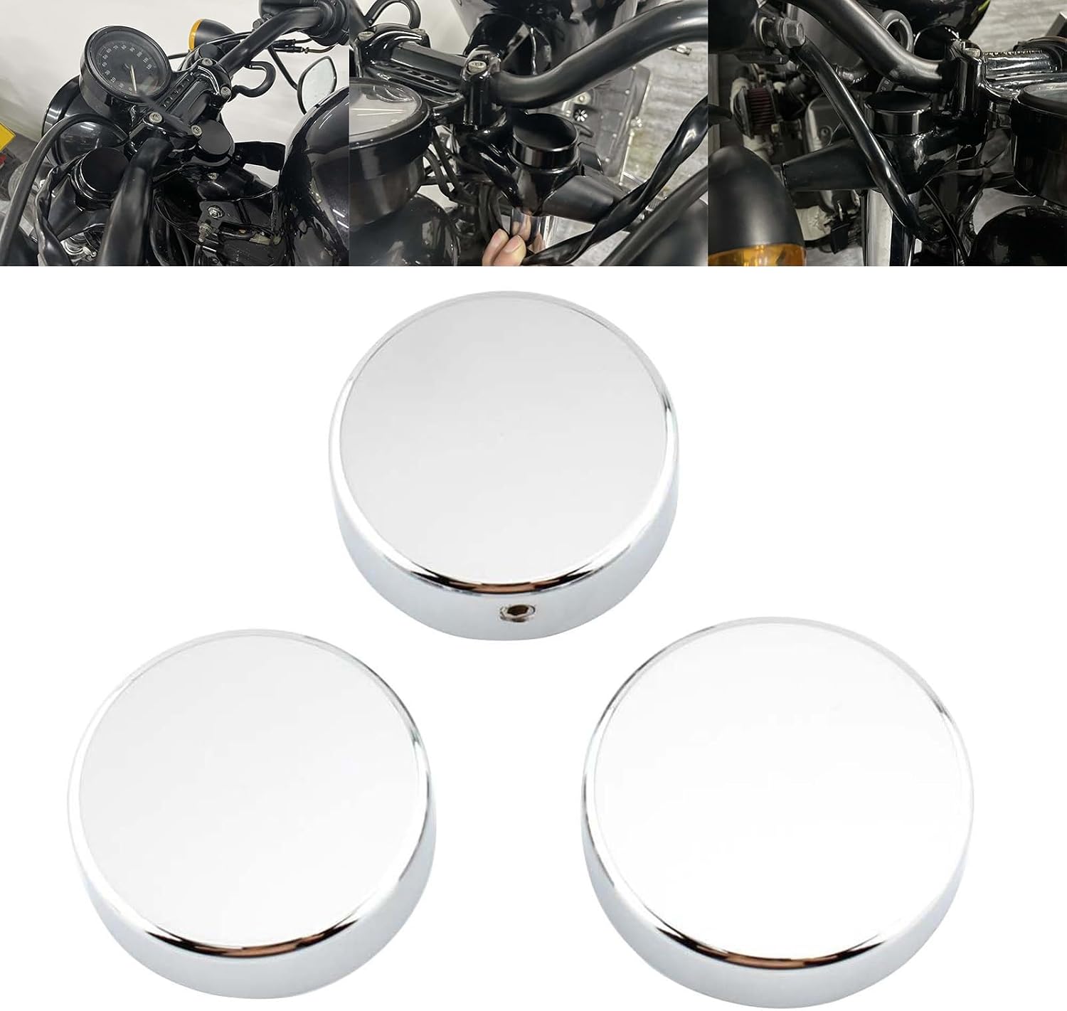 3pcs/Set Motorcycle Upper Fork Stem Covers Compatible with Harley Sportster 48 XL 1200S 200C 1200X 1200XS 1988-2013, Chrome