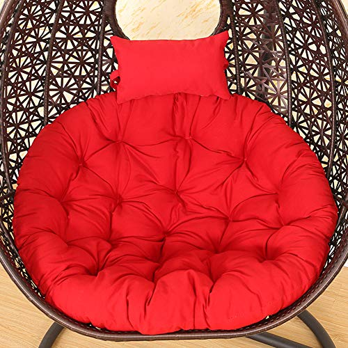 QJIAXING Swing Cushion without Stand Solid Color Round Removable and Washable Egg Hammock Bird's Nest Basket Chair Cushions,Red,D105cm