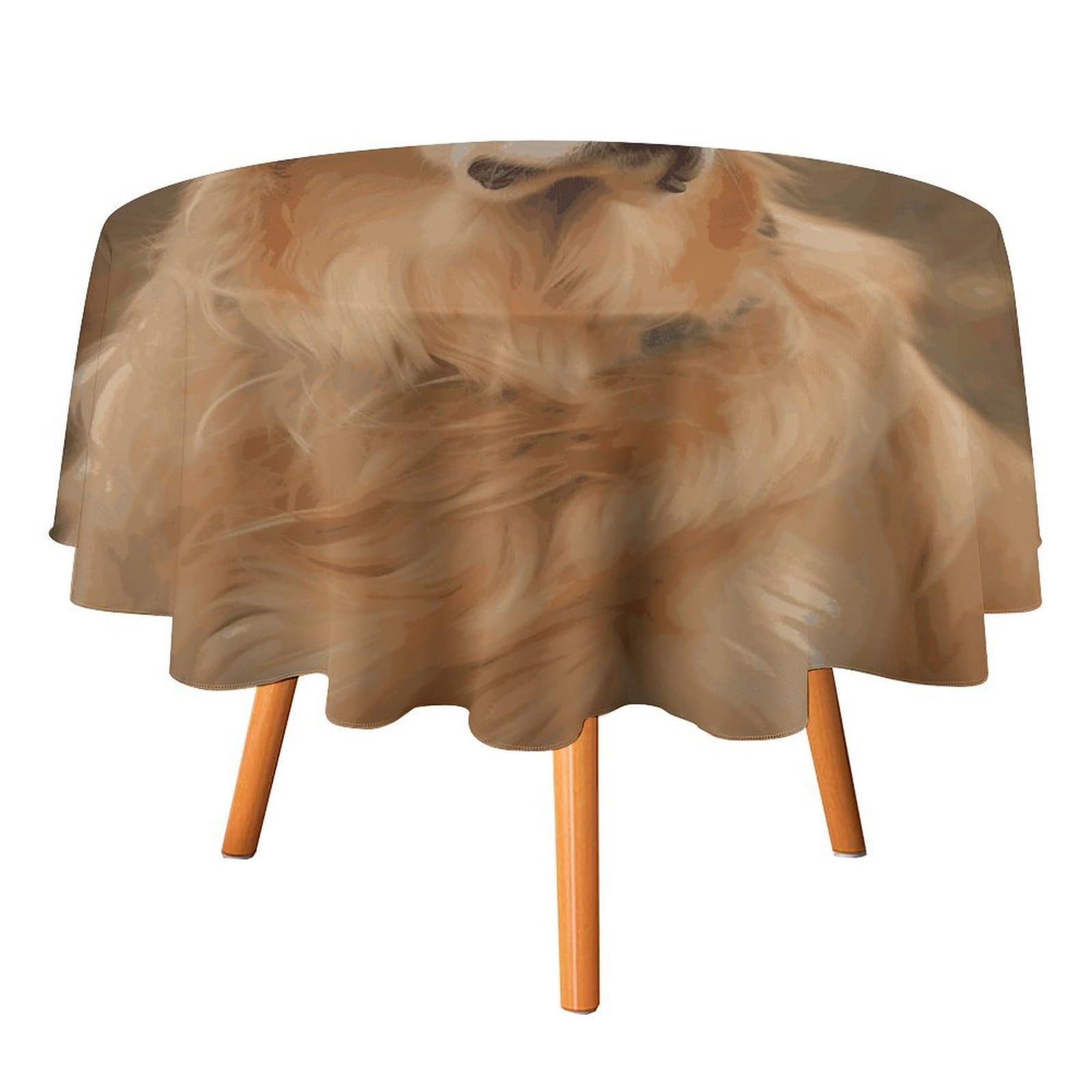 Fekiloot Style Golden Retriever Round Tablecloth - Heavy Duty And Washable,Polyester Decorative Fabric Table Cover,Tablecloths For Kitchen Dining, Wedding, Birthday Party70x70in