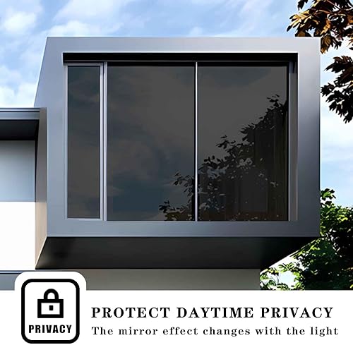 Miniatura 6 de Ohmywor Película de privacidad unidireccional para ventana, bloqueo solar, anti UV, película de tinte para ventana, control de calor, espejo diurno,