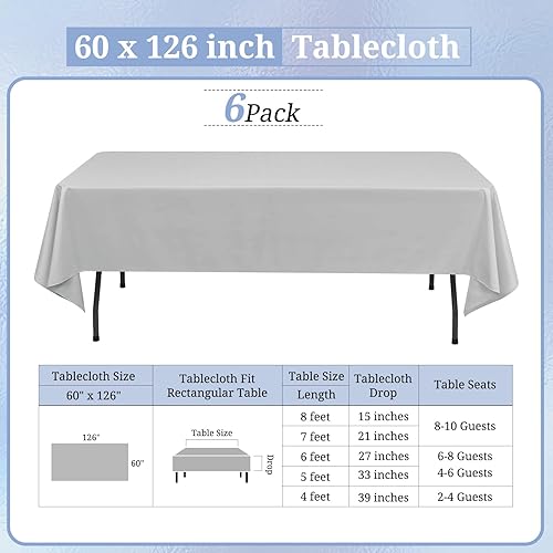 Miniatura 340 de Paquete de 10 manteles redondos de 120 pulgadas, mantel de poliéster blanco para mesa redonda, resistente a las manchas y a las arrugas, mantel