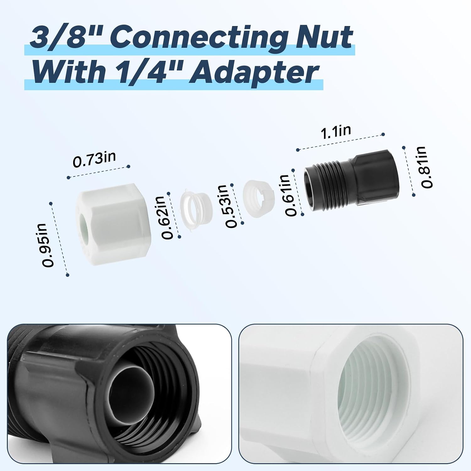 Five Pack 3/8" Connecting Nut with 1/4" Adapter Compatible with Classic 45/85/100/170 Pump Parts, 1/4" Adapter for SVP/BDF Series Pump Replacement Parts