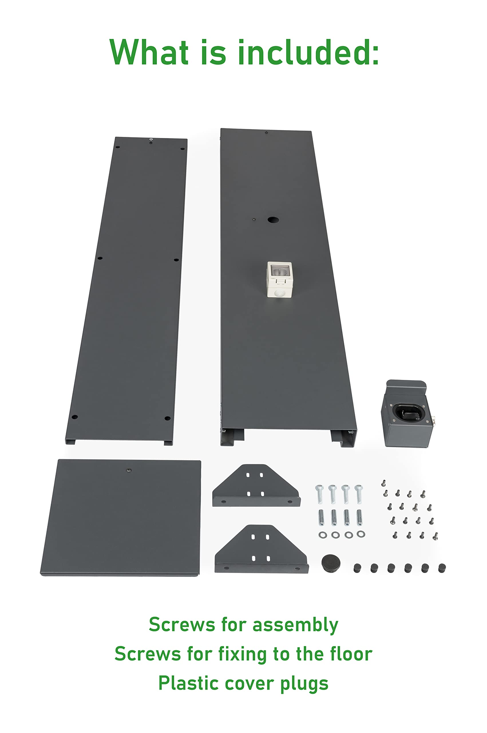 Supporto Premium Universale per Wallbox in Alluminio con Tetto e Presa 16A, 3,7kW (Tetto, Antracite, Supporto per Cavi con Serratura)