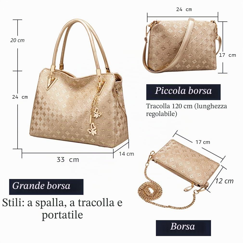 Pahajim Set Borse Donna 4 Pezzi Moda Borsa a Mano Elegante Borsa Bauletto in PU Pelle Borsetta Tracolla Media (Bianco)