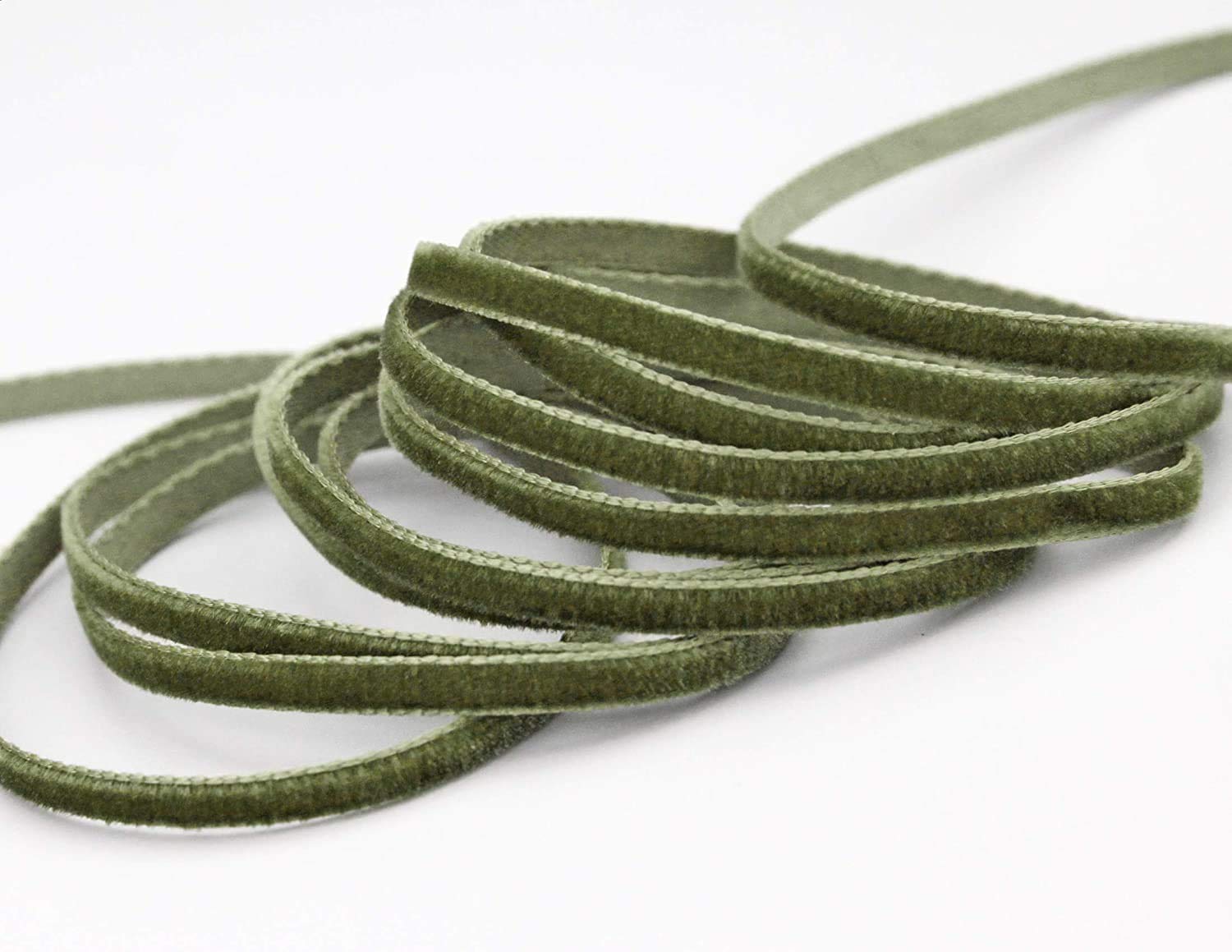 finemark 3 m x 9 mm velvet ribbon, green-brown (642 loden green) decorative ribbon, velour, one-sided velvet